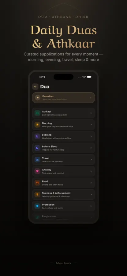 IslamTools daily duas and adhkar categories
